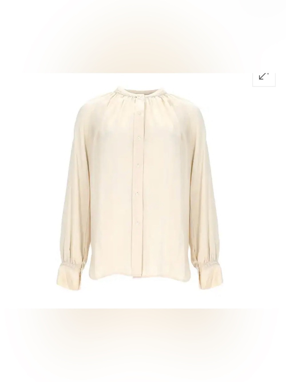 VINCE Camicia In Seta Ivory Silk Button Down Blouse - Detailed Neck,  Cuffs Sz M